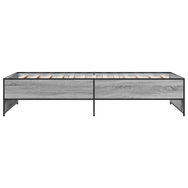vidaXL Sängynrunko harmaa Sonoma 100x200 cm tekninen puu ja metalli