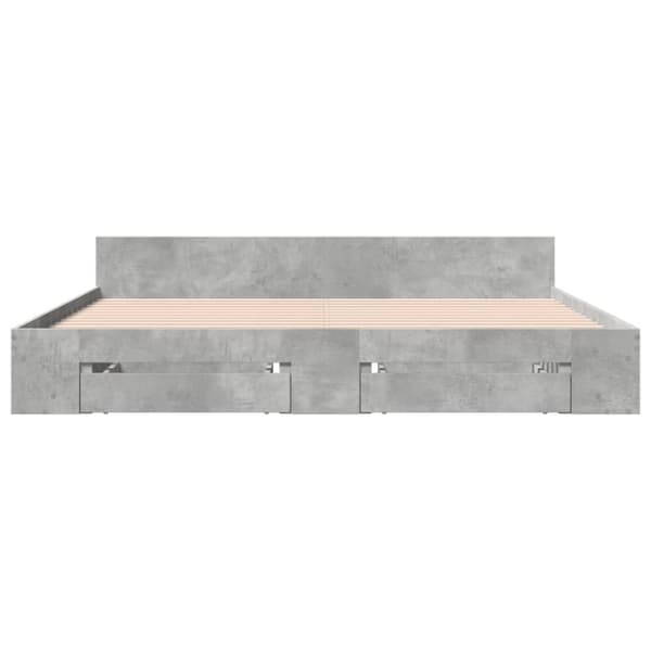 vidaXL Sängynrunko laatikoilla betoninharmaa 200x200 cm tekninen puu