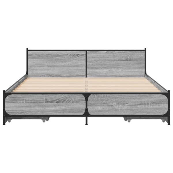 vidaXL sengeramme med skuffer 135x190 cm konstrueret træ grå sonoma-eg