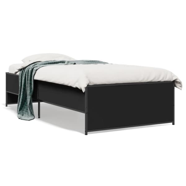 vidaXL sengeramme 75x190 cm konstrueret træ og metal sort