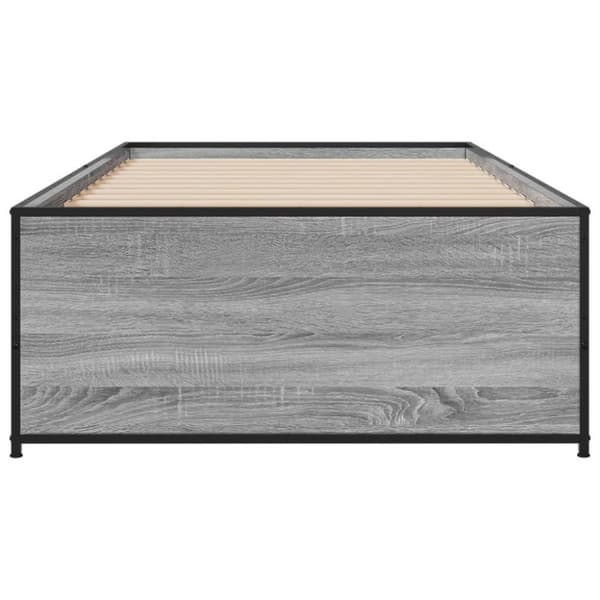 vidaXL Sängynrunko harmaa Sonoma 90x190 cm tekninen puu ja metalli