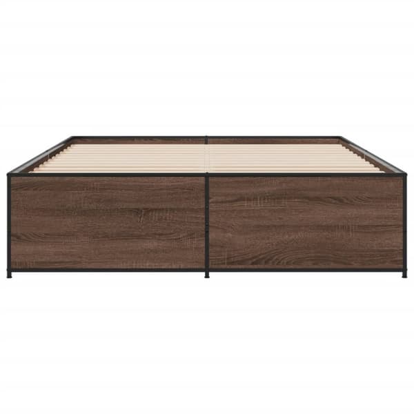 vidaXL sengestel 160x200 cm konstrueret træ og metal brun egetræ