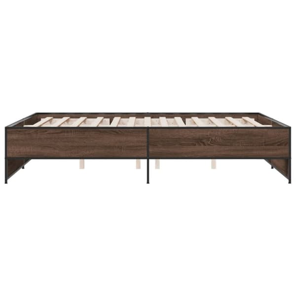 vidaXL sengestel 160x200 cm konstrueret træ og metal brun egetræ