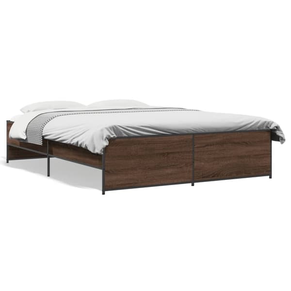 vidaXL sengestel 160x200 cm konstrueret træ og metal brun egetræ