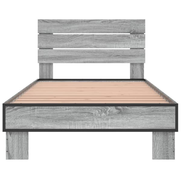 vidaXL sengeramme 90x200 cm konstrueret træ og metal grå sonoma-eg