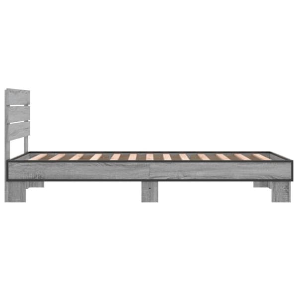 vidaXL sengeramme 90x200 cm konstrueret træ og metal grå sonoma-eg