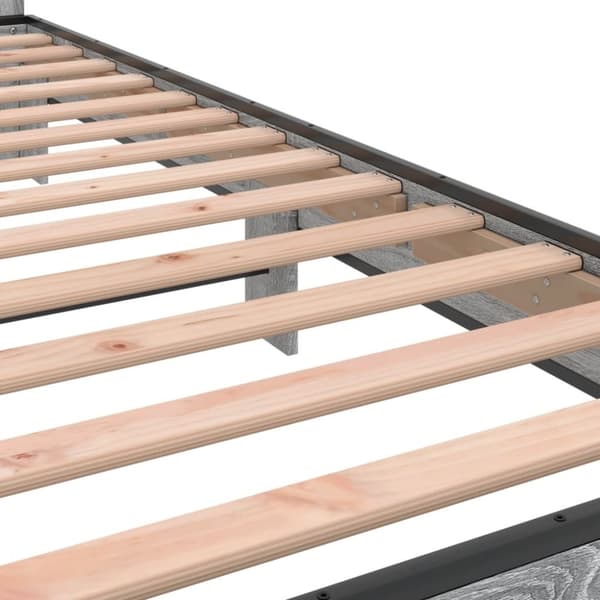 vidaXL sengeramme 90x200 cm konstrueret træ og metal grå sonoma-eg