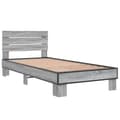 Miniatyrbillede 1 af 9: vidaXL sengeramme 90x200 cm konstrueret træ og metal grå sonoma-eg