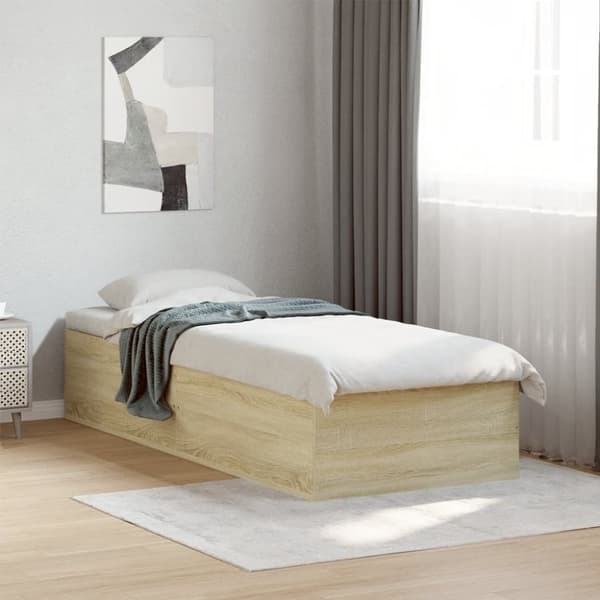vidaXL Sängynrunko ilman patjaa Sonoma-tammi 75x190 cm tekninen puu