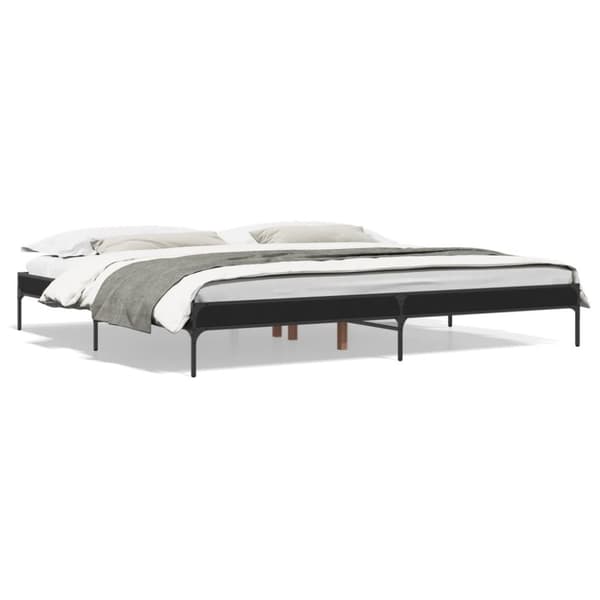 vidaXL sengestel 200x200 cm konstrueret træ og metal sort