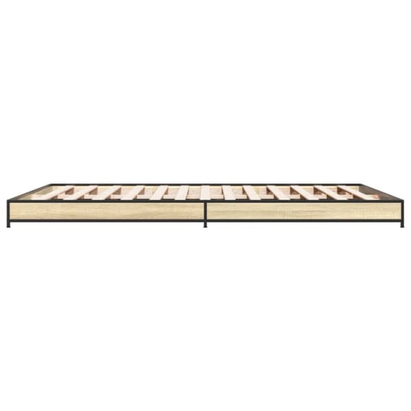 vidaXL sengestel 120x200 cm konstrueret træ og metal sonoma-eg