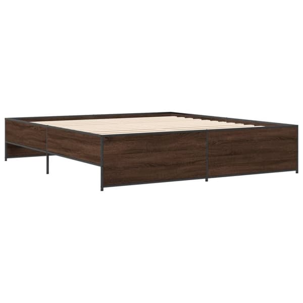 vidaXL Sengeramme brun eik 180x200 cm konstruert tre og metall