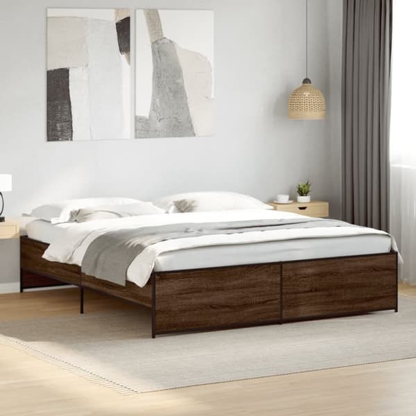 vidaXL Sengeramme brun eik 180x200 cm konstruert tre og metall