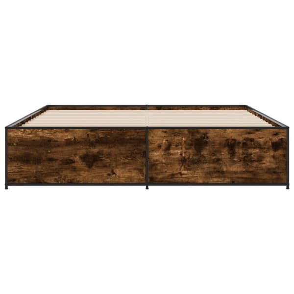 vidaXL sengestel 180x200cm konstrueret træ og metal røget egetræsfarve