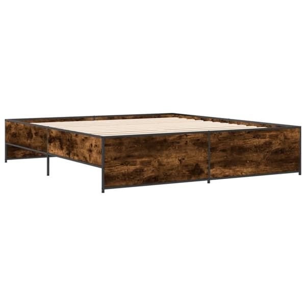 vidaXL sengestel 180x200cm konstrueret træ og metal røget egetræsfarve