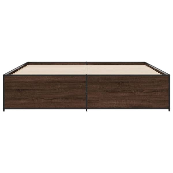 vidaXL sengestel 180x200 cm konstrueret træ og metal brun egetræ