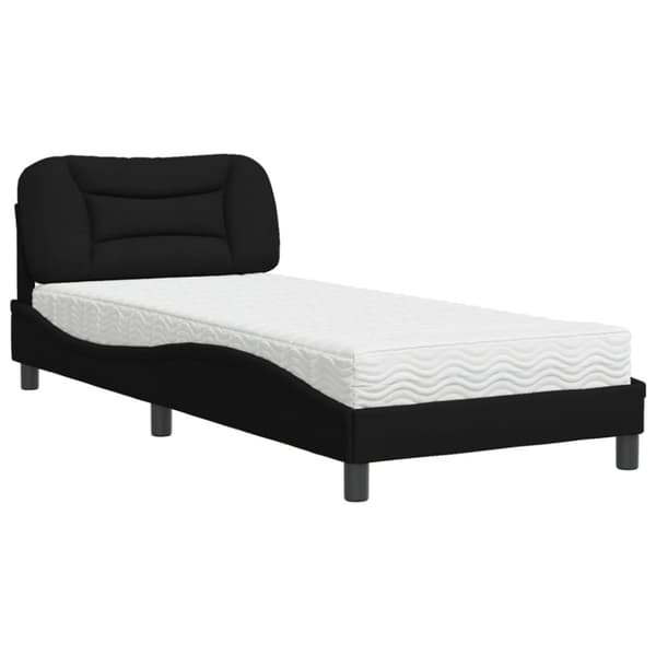 vidaXL seng med madras 90x200 cm stof sort