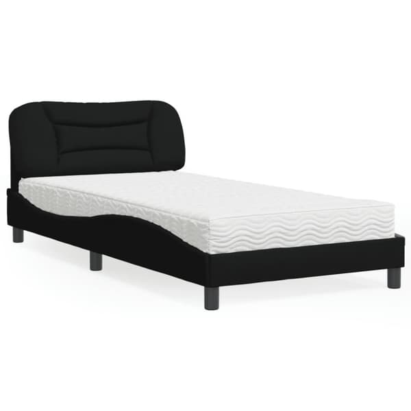 vidaXL seng med madras 100x200 cm stof sort