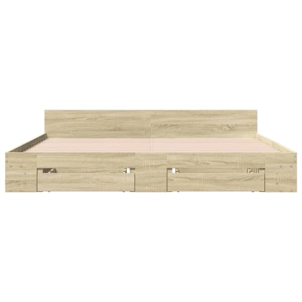 vidaXL sengeramme med skuffer 180x200 cm konstrueret træ sonoma-eg