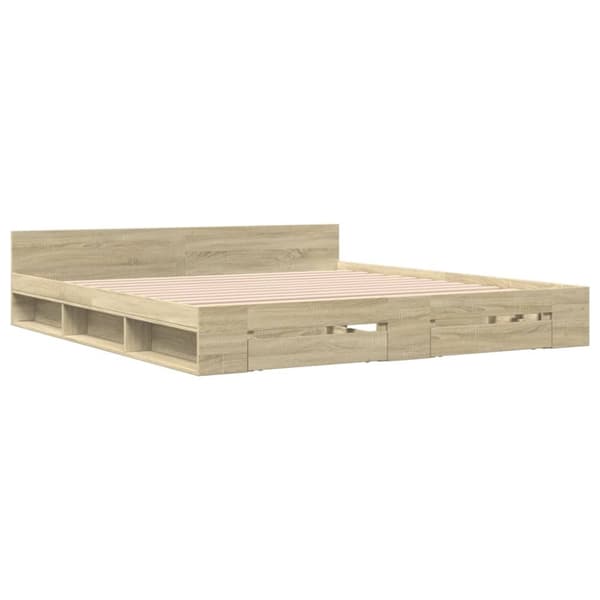 vidaXL sengeramme med skuffer 180x200 cm konstrueret træ sonoma-eg