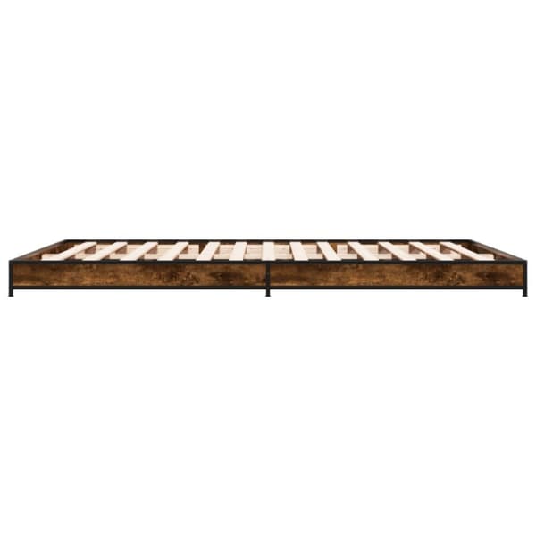 vidaXL Sengeramme røkt eik 120x200 cm konstruert tre og metall