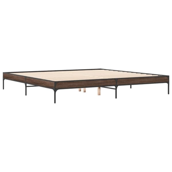 vidaXL sengeramme 200x200 cm konstrueret træ og metal brun egetræ