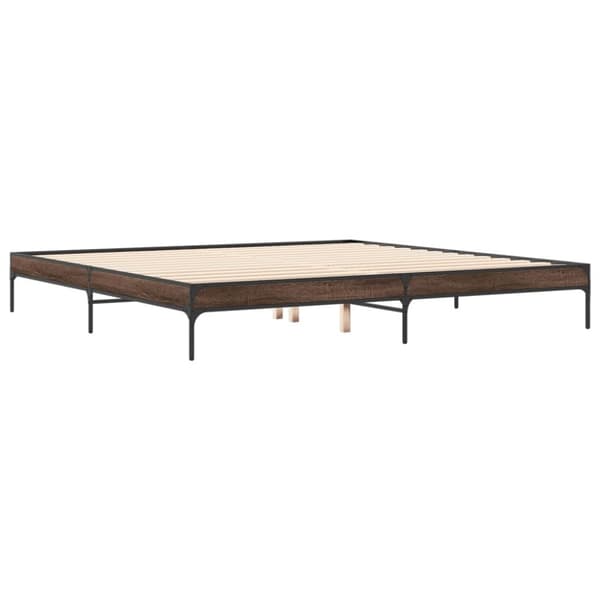 vidaXL sengeramme 200x200 cm konstrueret træ og metal brun egetræ