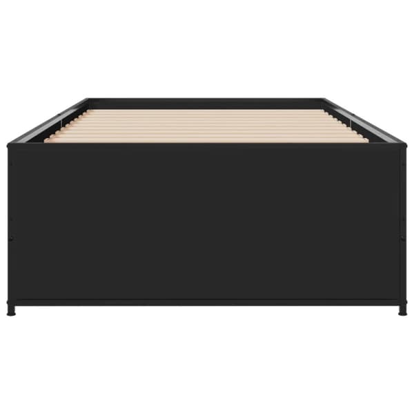 vidaXL Sängynrunko musta 90x200 cm täysi puu ja metalli