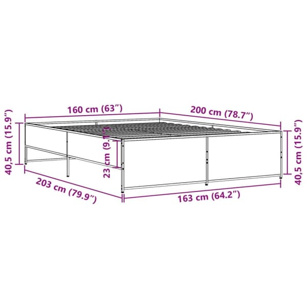 vidaXL Sengeramme svart 160x200 cm konstruert tre og metall