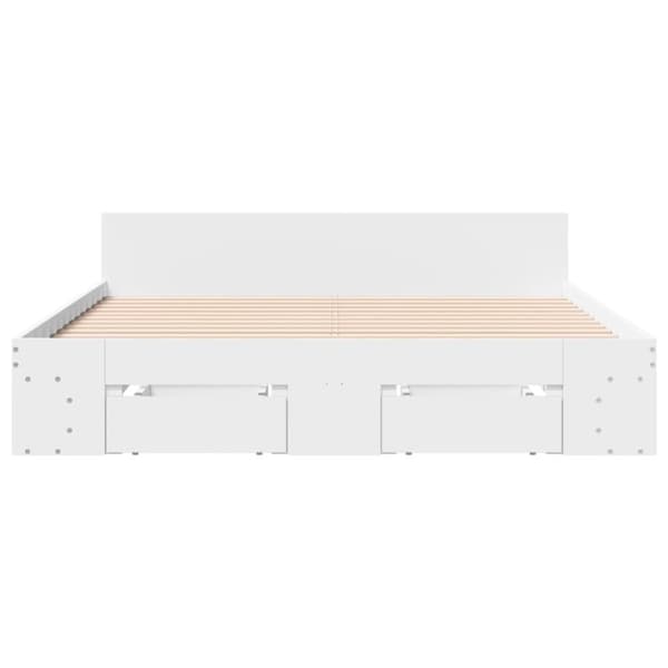 vidaXL sengeramme med skuffer 150x200 cm konstrueret træ hvid