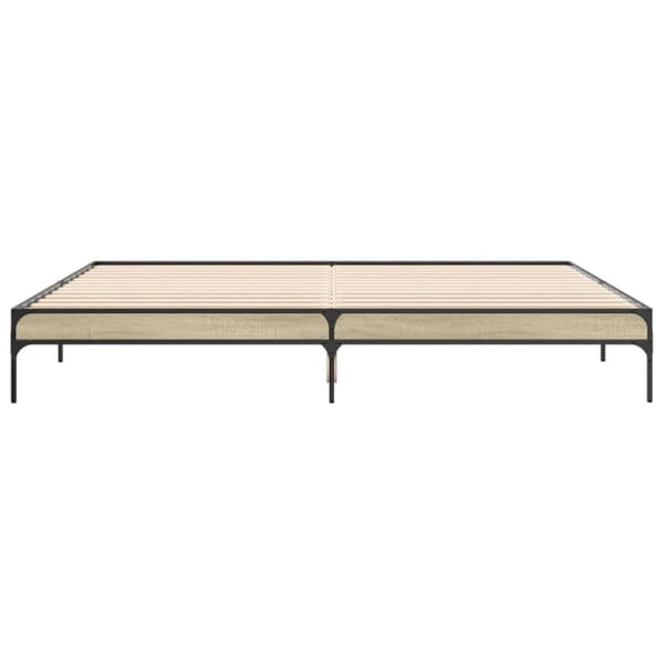 vidaXL Sängynrunko Sonoma-tammi 200x200 cm tekninen puu ja metalli