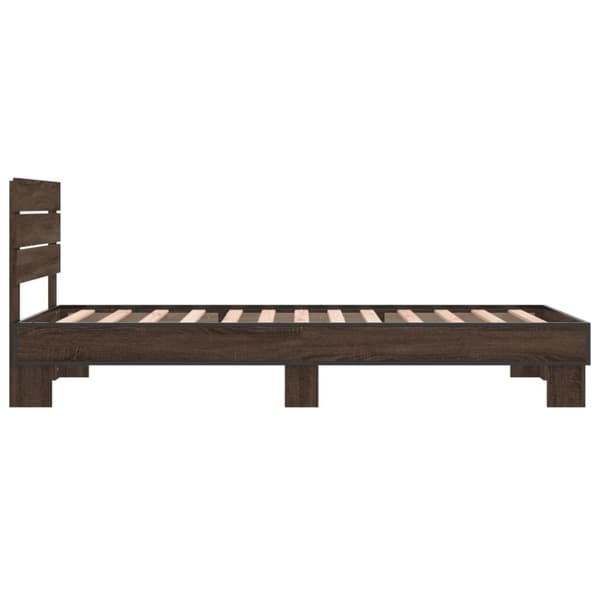 vidaXL Sängynrunko ruskea tammi 90x200 cm tekninen puu ja metalli