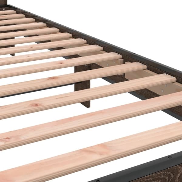 vidaXL Sängynrunko ruskea tammi 90x200 cm tekninen puu ja metalli