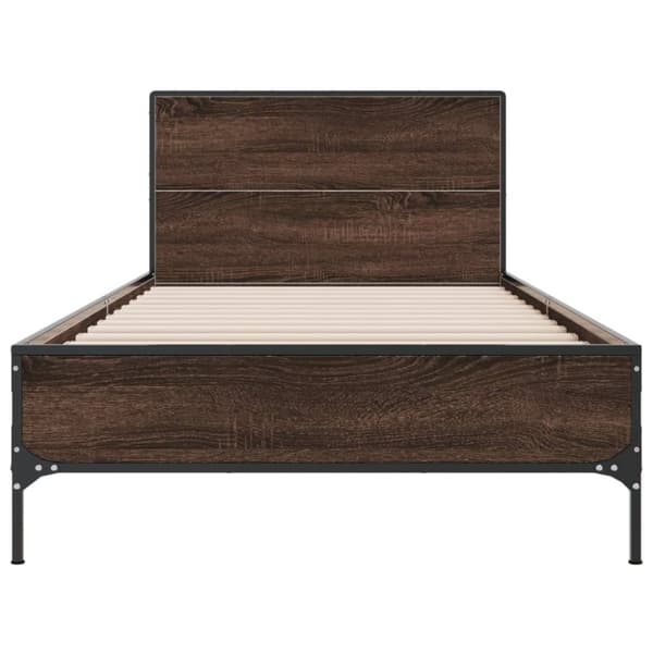 vidaXL sengeramme 90x190 cm konstrueret træ og metal brun egetræsfarve