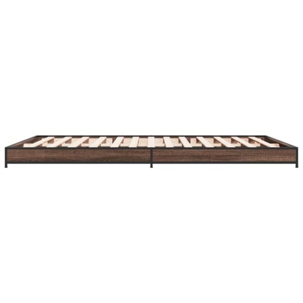 vidaXL Sängynrunko ruskea tammi 120x190 cm tekninen puu ja metalli
