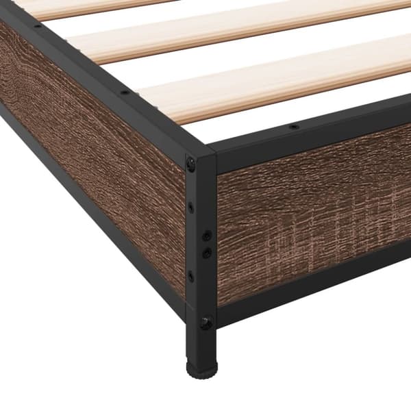 vidaXL Sängynrunko ruskea tammi 120x190 cm tekninen puu ja metalli
