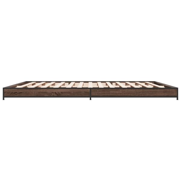 vidaXL sengeramme 200x200 cm konstrueret træ og metal brun egetræ