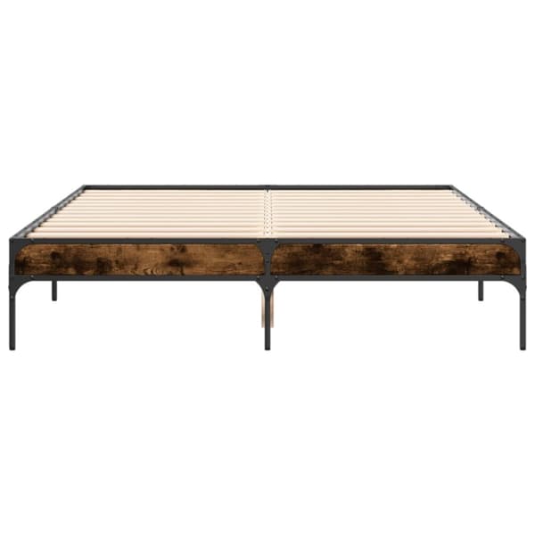 vidaXL Sengeramme røkt eik 120x200 cm konstruert tre og metall