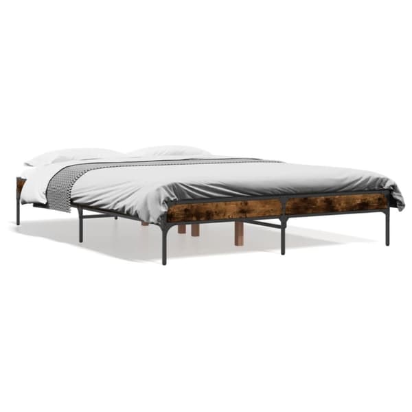vidaXL Sengeramme røkt eik 120x200 cm konstruert tre og metall