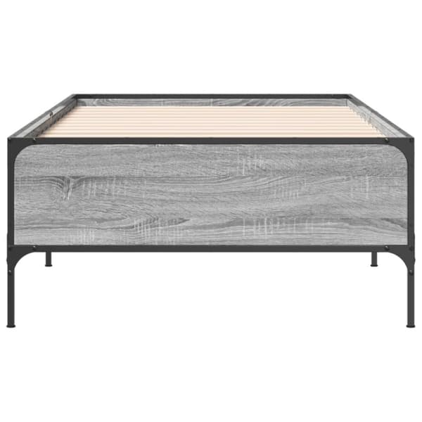 vidaXL Sengeramme grå sonoma 90x200 cm konstruert tre og metall