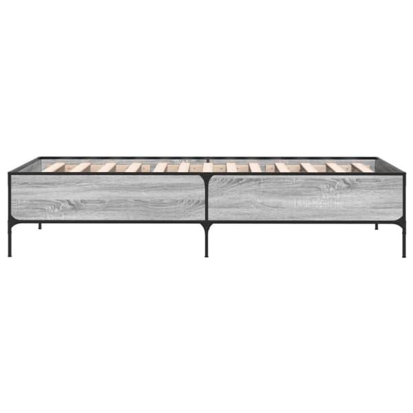 vidaXL Sengeramme grå sonoma 90x200 cm konstruert tre og metall