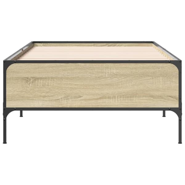 vidaXL Sängynrunko Sonoma tammi 100x200 cm tekninen puu ja metalli