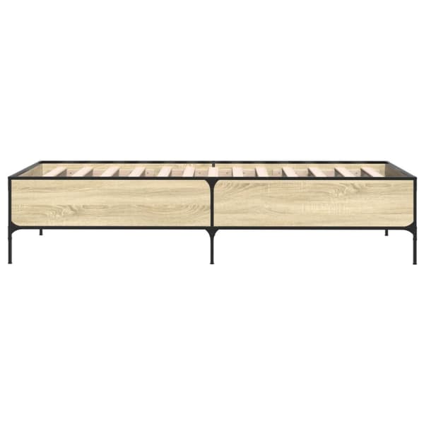 vidaXL Sängynrunko Sonoma tammi 100x200 cm tekninen puu ja metalli