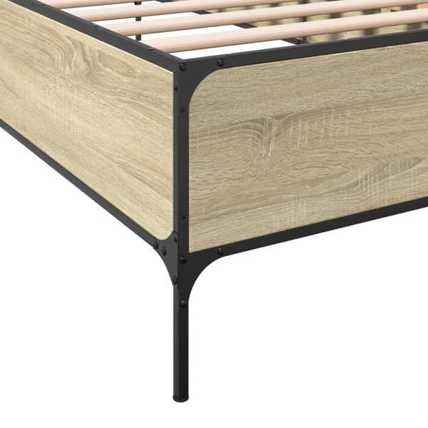 vidaXL Sängynrunko Sonoma tammi 100x200 cm tekninen puu ja metalli
