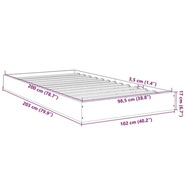 vidaXL sengeramme 100x200 cm konstrueret træ betongrå