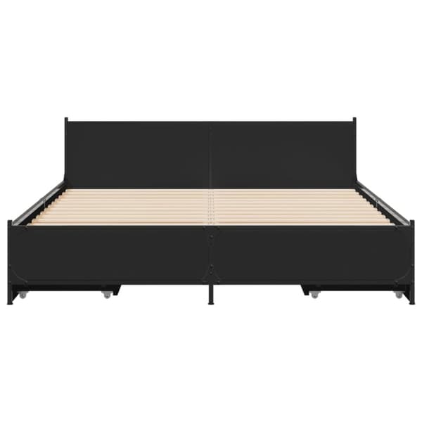 vidaXL sengeramme med skuffer 135x190 cm konstrueret træ sort