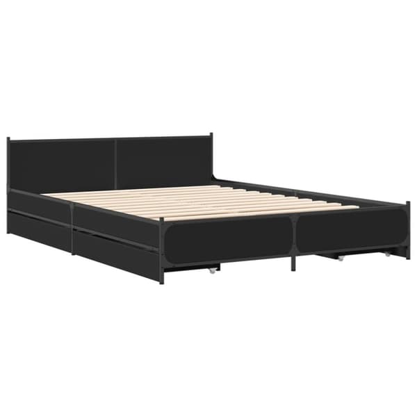 vidaXL sengeramme med skuffer 135x190 cm konstrueret træ sort