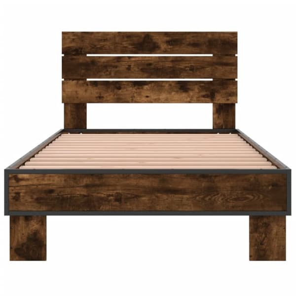 vidaXL Sängynrunko savutammi 90x200 cm tekninen puu ja metalli