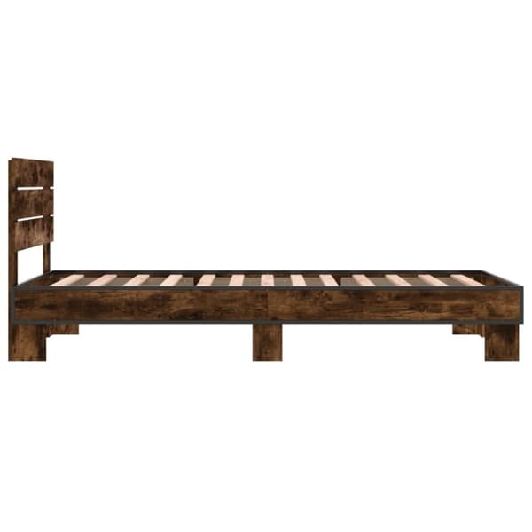 vidaXL Sängynrunko savutammi 90x200 cm tekninen puu ja metalli