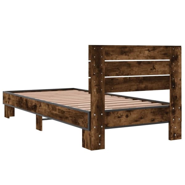 vidaXL Sängynrunko savutammi 90x200 cm tekninen puu ja metalli